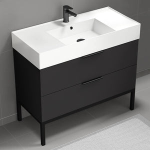 40" Bathroom Vanity, Floor Standing, Modern, Matte Black