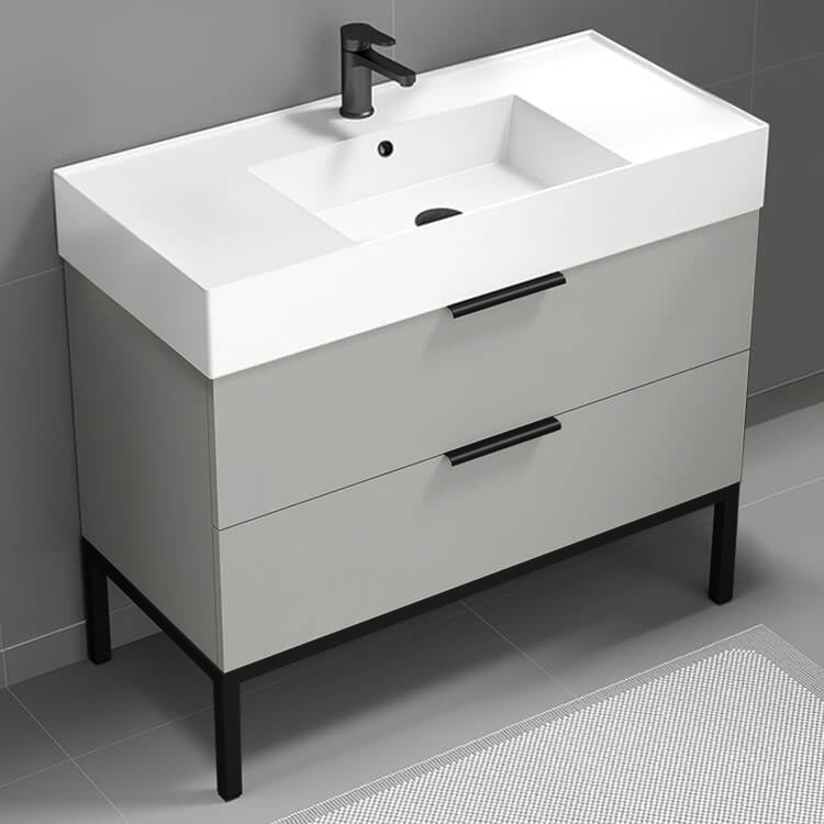 Free Standing Bathroom Vanity, Modern, 40", Grey Mist