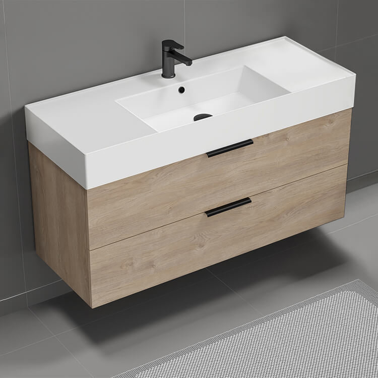 48" Bathroom Vanity, Brown Oak