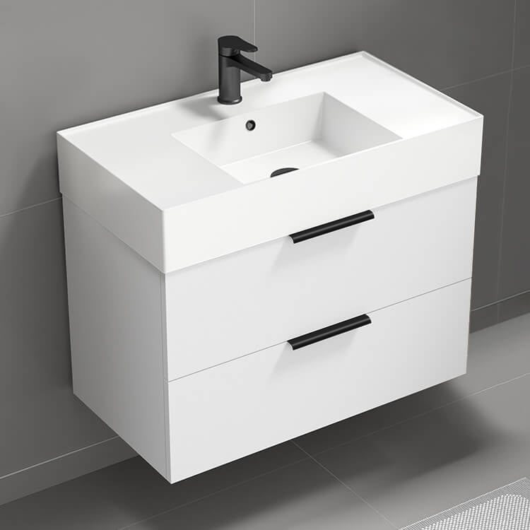 32" Bathroom Vanity, Modern, Glossy White