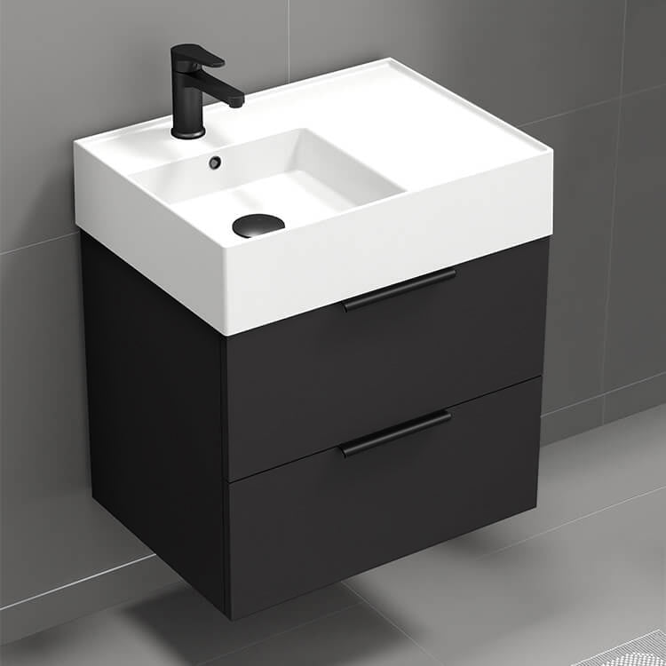 Black Bathroom Vanity, Modern, 24"
