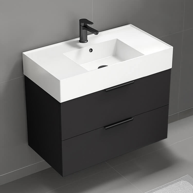 Bathroom Vanity, 32", Floating, Black