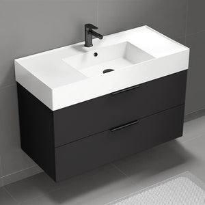 40" Bathroom Vanity, Wall Mounted, Modern, Black