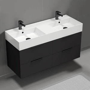 Double Sink Bathroom Vanity, 48", Floating