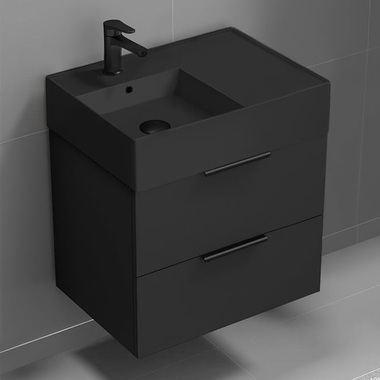 Black Bathroom Vanity, 24", Modern