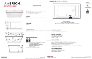 Americh DN6636T-WH Destin 6636 - Tub Only - White