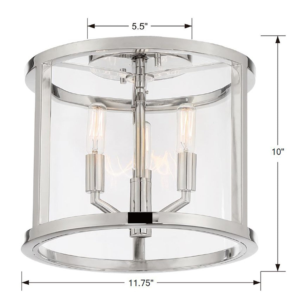 Libby Langdon for Crystorama Devon 3 Light Polished Nickel Semi Flush Mount DEV-B8003-PN_CEILING