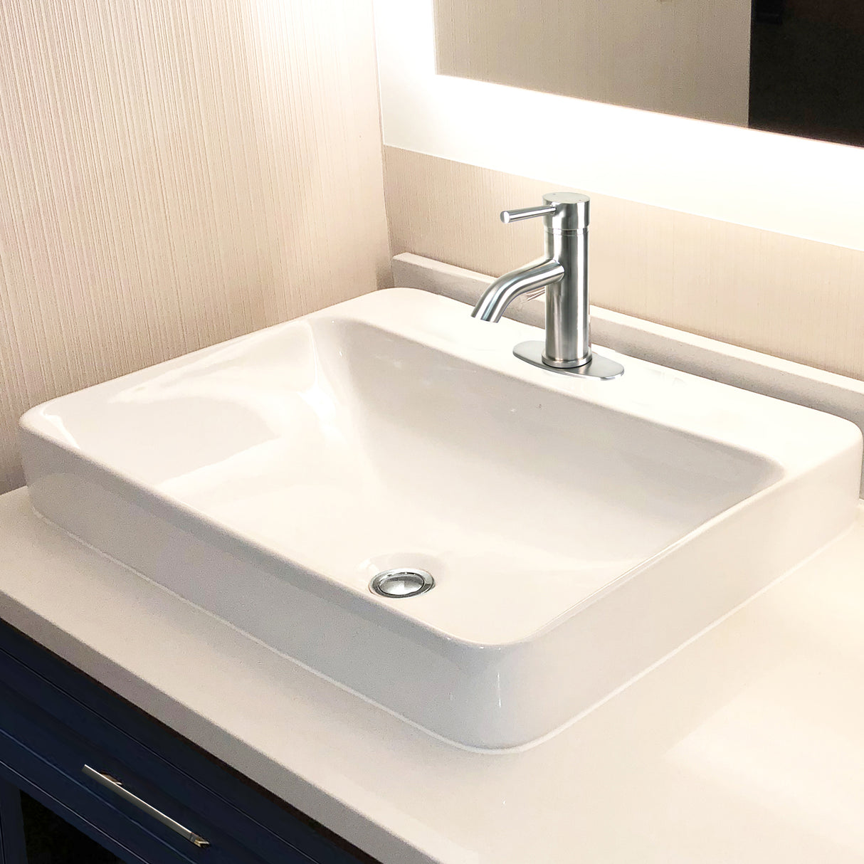 Nantucket Sinks 23 Inch 1-hole Rectangular Drop-In Ceramic Vanity Sink DI-2317-R1