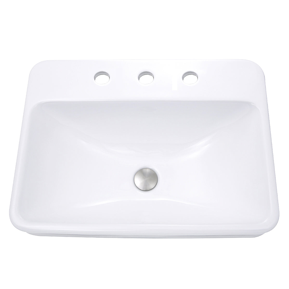 Nantucket Sinks 23 Inch 3-hole Rectangular Drop-In Ceramic Vanity Sink DI-2317-R8