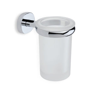Wall Mounted Frosted Glass Toothbrush Holder with Brass Mounting