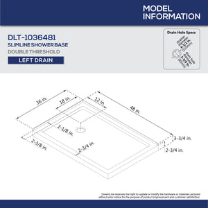 DreamLine Flex 36 in. D x 48 in. W x 74 3/4 in. H Semi-Frameless Pivot Shower Enclosure in Chrome with Left Drain White Base Kit