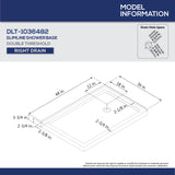 DreamLine Flex 36 in. D x 48 in. W x 74 3/4 in. H Semi-Frameless Shower Enclosure in Brushed Nickel with Right Drain White Base