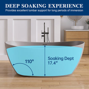 New England Home Goods Lhotse 65" Freestanding Tub in Milk Coffee - Stone Resin Solid Surface