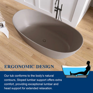 New England Home Goods Lhotse 65" Freestanding Tub in Milk Coffee - Stone Resin Solid Surface