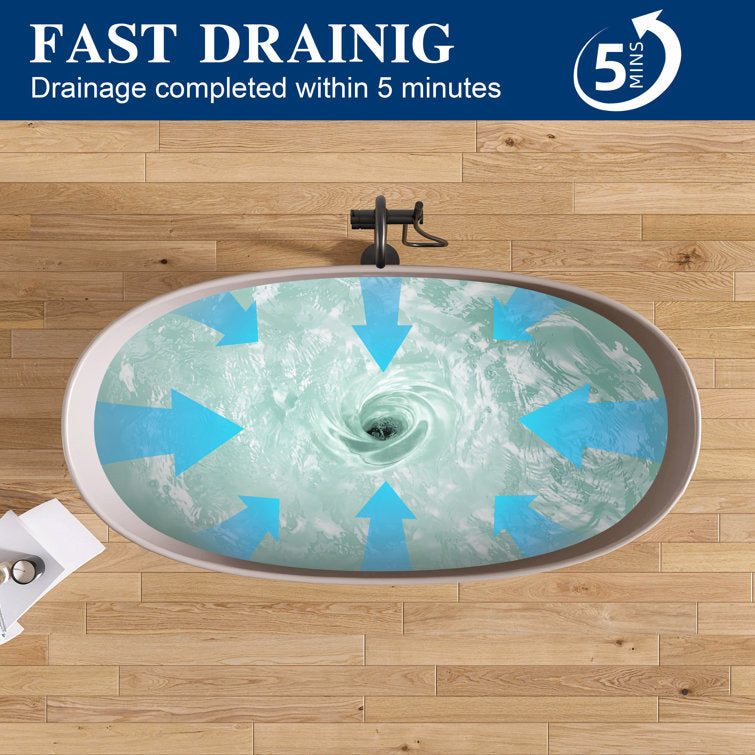 New England Home Goods Lhotse 65" Freestanding Tub in Milk Coffee - Stone Resin Solid Surface