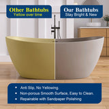 New England Home Goods Lhotse 65" Freestanding Tub in Milk Coffee - Stone Resin Solid Surface