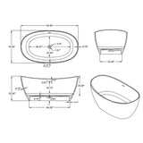 New England Home Goods Lhotse 65" Freestanding Tub in Milk Coffee - Stone Resin Solid Surface