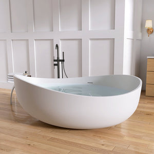 New England Home Goods Vinson 71" Freestanding Tub in White - Stone Resin Solid Surface