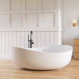 New England Home Goods 71" Wavy Freestanding Tub Solid Surface Freestanding Soaking Bathtub