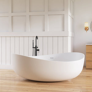 New England Home Goods Vinson 71" Freestanding Tub in White - Stone Resin Solid Surface