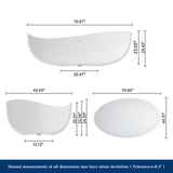 New England Home Goods 71" Wavy Freestanding Tub Solid Surface Freestanding Soaking Bathtub