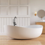 New England Home Goods 71" Wavy Freestanding Tub Solid Surface Freestanding Soaking Bathtub
