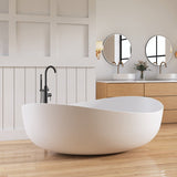 New England Home Goods 71" Wavy Freestanding Tub Solid Surface Freestanding Soaking Bathtub