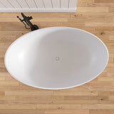 New England Home Goods 71" Wavy Freestanding Tub Solid Surface Freestanding Soaking Bathtub