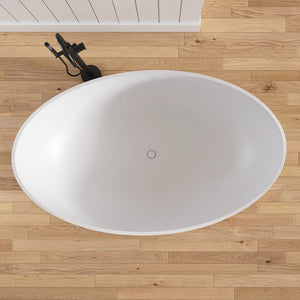 New England Home Goods Vinson 71" Freestanding Tub in White - Stone Resin Solid Surface