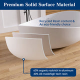New England Home Goods 71" Wavy Freestanding Tub Solid Surface Freestanding Soaking Bathtub