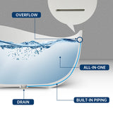 New England Home Goods 71" Wavy Freestanding Tub Solid Surface Freestanding Soaking Bathtub