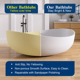 New England Home Goods 71" Wavy Freestanding Tub Solid Surface Freestanding Soaking Bathtub