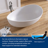 New England Home Goods 71" Wavy Freestanding Tub Solid Surface Freestanding Soaking Bathtub