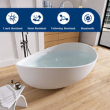 New England Home Goods 71" Wavy Freestanding Tub Solid Surface Freestanding Soaking Bathtub