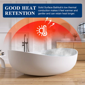 New England Home Goods Vinson 71" Freestanding Tub in White - Stone Resin Solid Surface