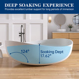 New England Home Goods 71" Wavy Freestanding Tub Solid Surface Freestanding Soaking Bathtub