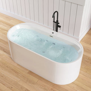 New England Home Goods Hanauma 67" Freestanding Tub in White - Stone Resin Solid Surface