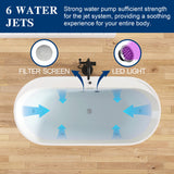 New England Home Goods 67" Acrylic Massage Bathtub with Whirlpool Jets for Deep Relaxation