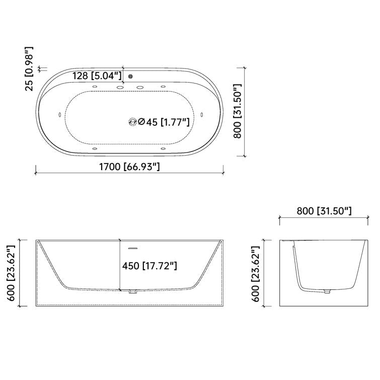 New England Home Goods Hanauma 67" Freestanding Tub in White - Stone Resin Solid Surface