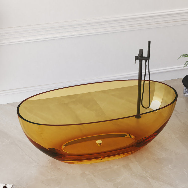 New England Home Goods Whitehaven 61" Freestanding Tub in White - Stone Resin Solid Surface