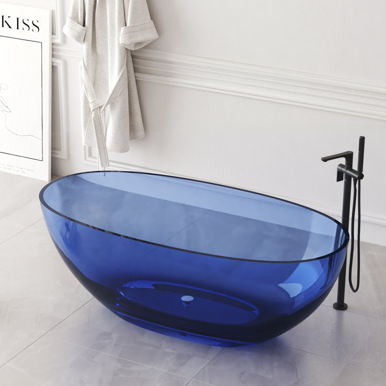 New England Home Goods Olympus 61" Freestanding Tub in White - Stone Resin Solid Surface