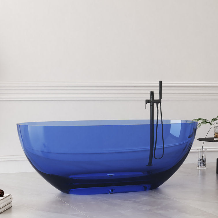 New England Home Goods Olympus 61" Freestanding Tub in White - Stone Resin Solid Surface