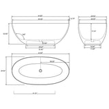 New England Home Goods Olympus 61" Freestanding Tub in White - Stone Resin Solid Surface