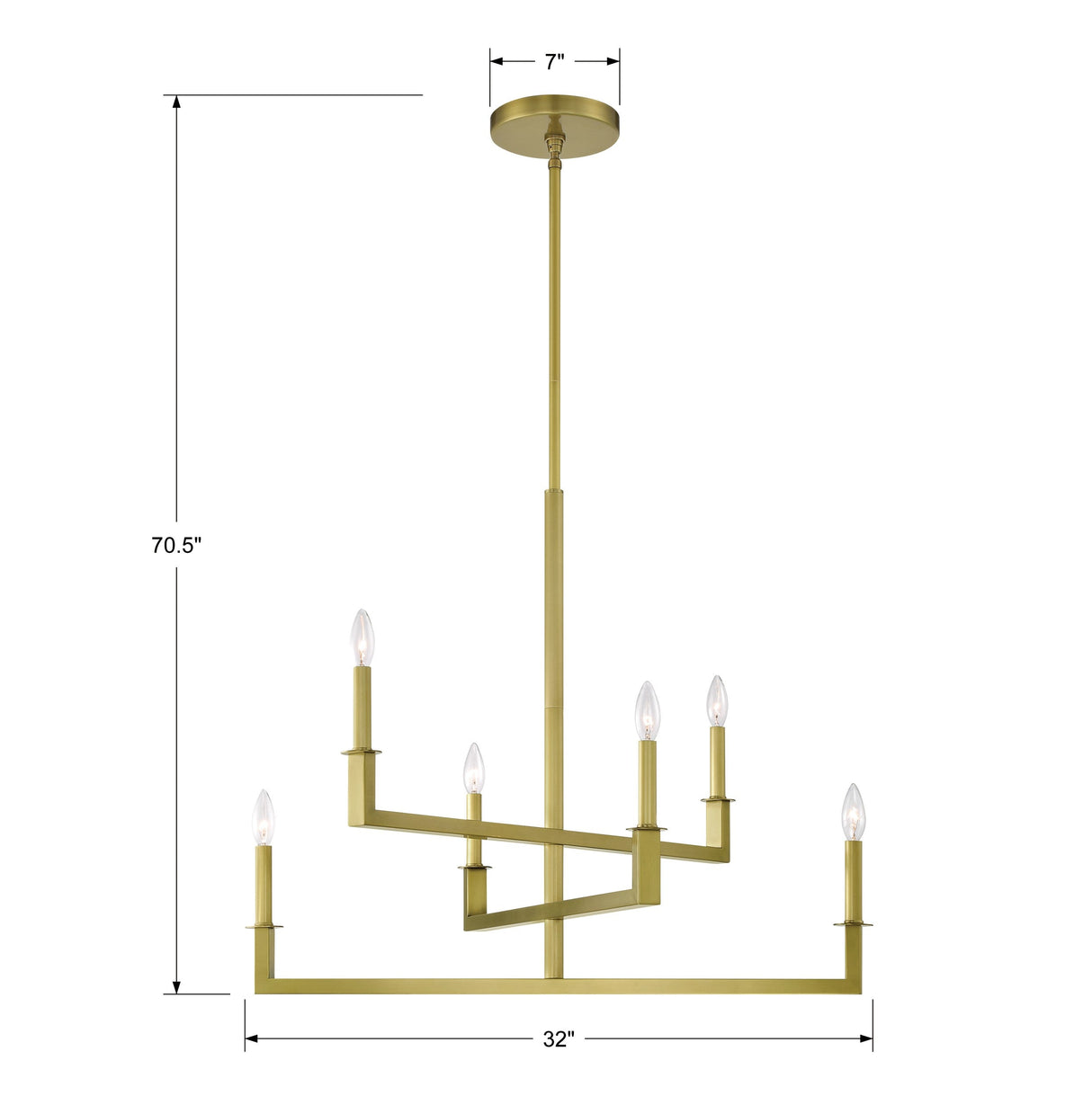 Dante 6 Light Aged Brass Chandelier DNT-6036-AG