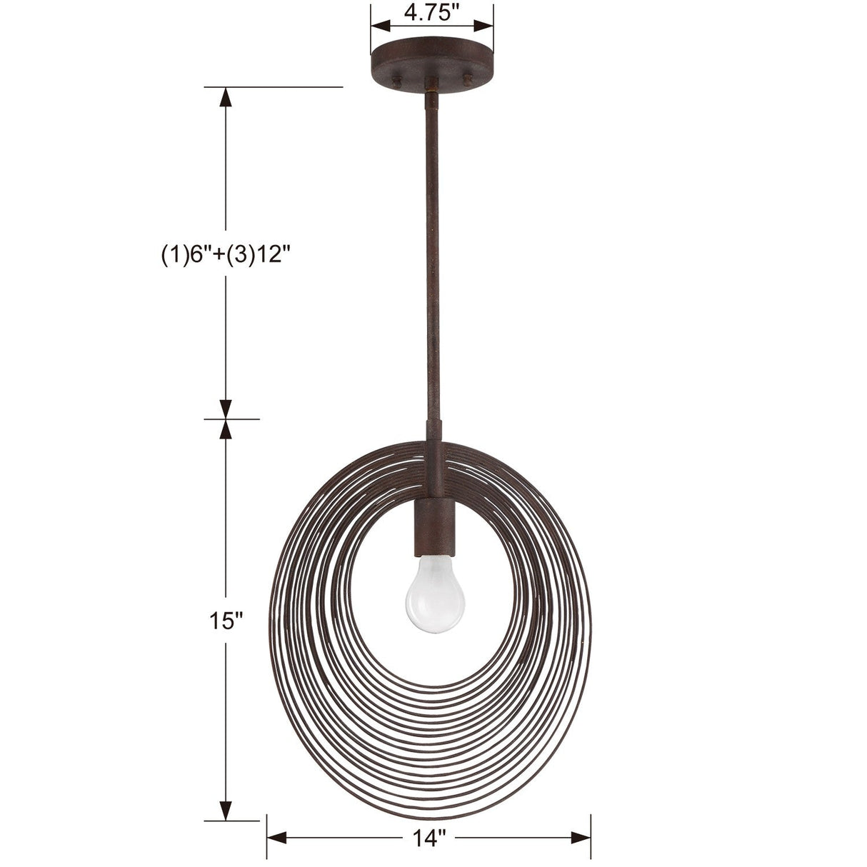 Doral 1 Light Forged Bronze Pendant DOR-B7701-FB