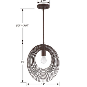 Doral 1 Light Forged Bronze Pendant DOR-B7701-FB