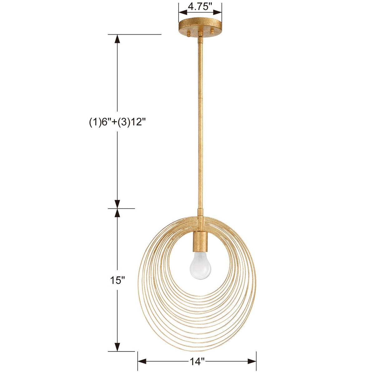 Doral 1 Light Renaissance Gold Pendant DOR-B7701-RG