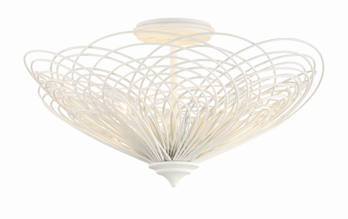 Doral 3 Light Matte White Semi Flush Mount DOR-B7703-MT