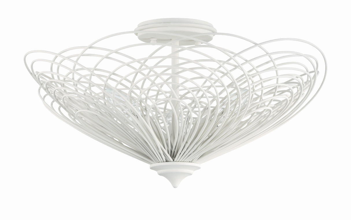 Doral 3 Light Matte White Semi Flush Mount DOR-B7703-MT