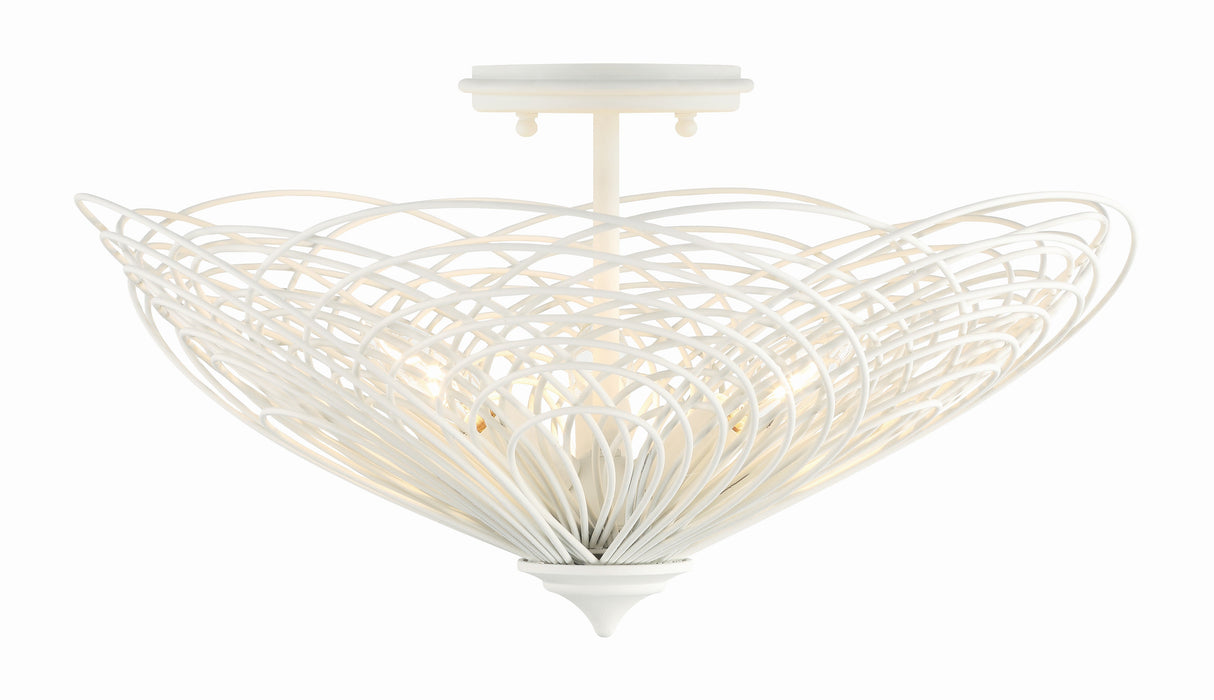 Doral 3 Light Matte White Semi Flush Mount DOR-B7703-MT